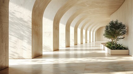Sleek Curved Hallway with Natural Light
