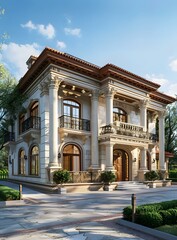 Fototapeta premium Large luxury house with classic architecture