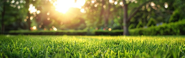 Obraz premium Lush Green Garden Grass in Close-Up