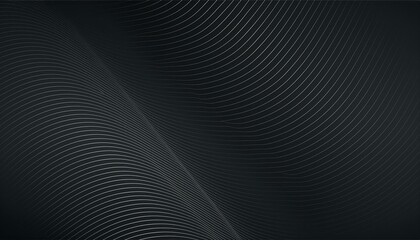 Black abstract background design. Modern wavy line pattern (guilloche curves) in monochrome