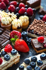 Assortment Desserts With Fresh Berries