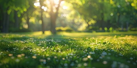 Fototapeta premium Lush Green Garden Grass in Close-Up