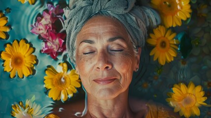 Mature woman having a detoxifying body wrap treatment,