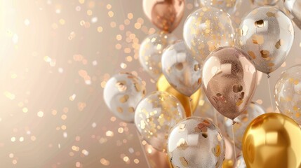 Luxurious 3D Model of Golden and Silver Balloon with Glitter: A Stunning and High-Quality Render for Elegant Celebrations