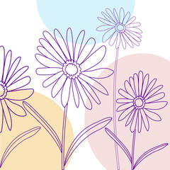 Modern flower abstract vector illustration with organic various shapes and flower line art for print or use as wall art, card, flyer or T Shirt