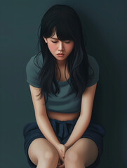 Obraz premium minimalist futulism cartoon a korean women charactor.