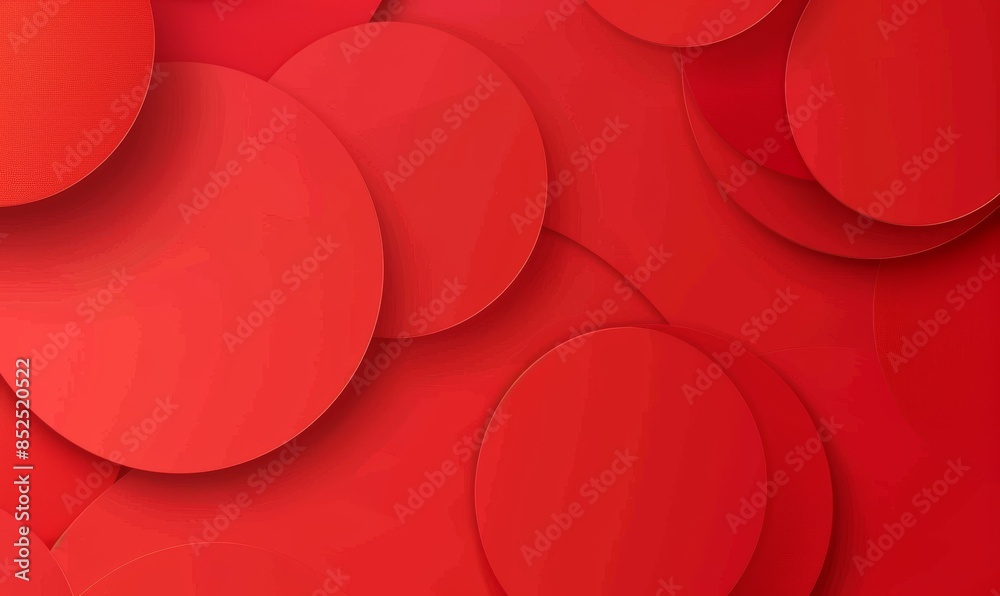Wall mural Red gradient background with large circular shapes, simple and elegant style  - Wall murals