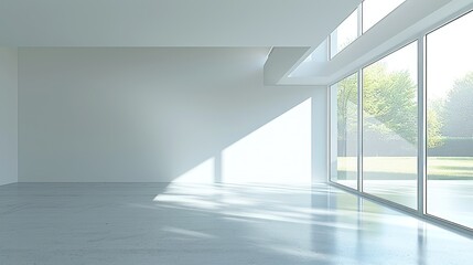 Fototapeta premium Modern Minimalist Room with Large Window and Sunlight
