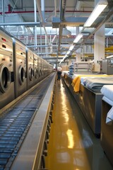 Obraz premium Industrial Laundry Service Facility with High-Efficiency Machines and Professional Workforce