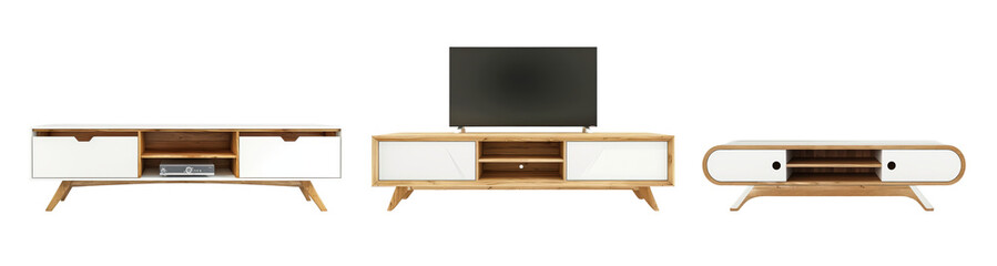 Modern Wooden TV Stands and Media Consoles with White Accents for Contemporary Living Rooms