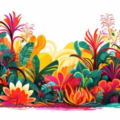 Stunning Vector Art of Creative Jungle Flora on White Background