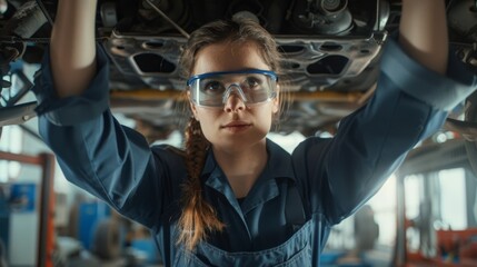 The mechanic in blue overalls