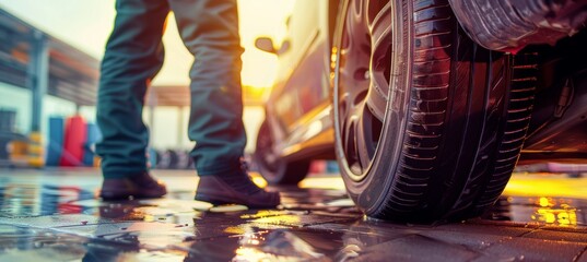 Tire Replacement Service Promotional Poster with Discounts and Special Offers, Ideal for Print and Digital Use