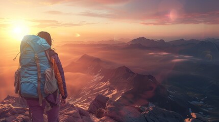 Fototapeta premium The Hiker on Mountain