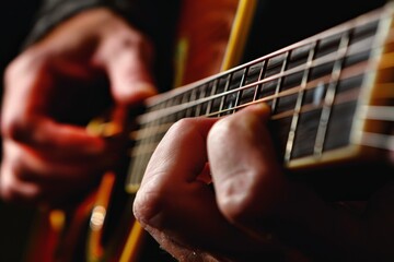 Captivating Musician Expertly Strumming Guitar. Live Performance and Passion