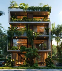 Modern Green Apartment Building