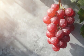 Red Grapes with Water Droplets on a Concrete Background