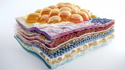 Scientific Cross-Section Illustration of Skin Layers Highlighting Mesotherapy Impact on Skin Health and Appearance