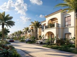 Obraz premium Modern residential buildings with palm trees