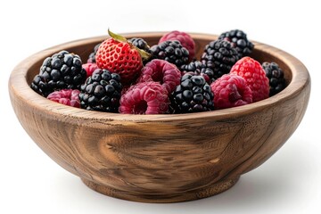 Wooden Bowl of Fresh Berries