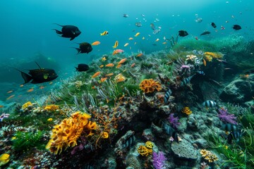 Fototapeta premium Colorful Coral Reef with Diverse Marine Life