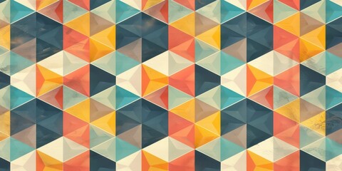 Retro pattern of geometric shapes. Colorful mosaic banner. Geometric hipster retro background with place for your text. Retro triangle background