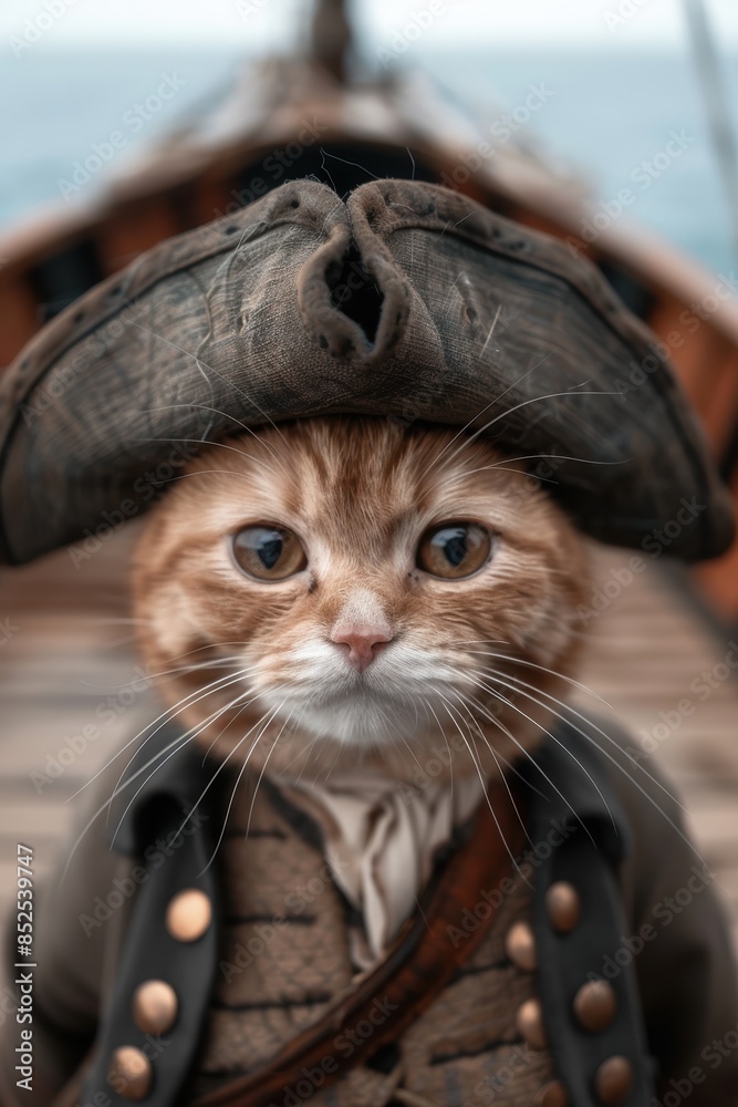 Canvas Prints Curious cat in pirate costume