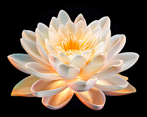 White lotus flower on black background.