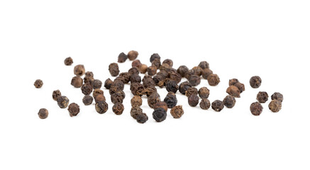 black pepper in spoon on white background