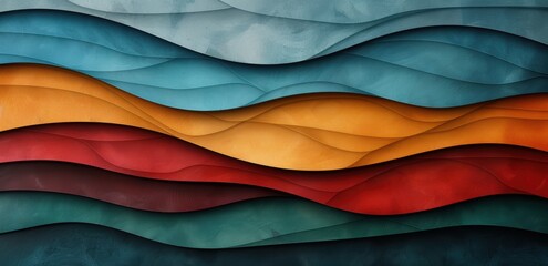 Obraz premium Vibrant abstract landscape with layered waves of color