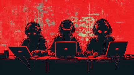 Anonymous hacker programmer uses a laptop to hack the system in the dark. Creation and infection of malicious virus. The concept of cybercrime and hacking database