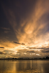 Fototapeta premium Sunset on the lake landscape