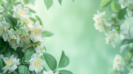 Fototapeta premium white flowers in spring garden with bokeh background, spring flowers background