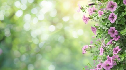Fototapeta premium pink flowers in spring garden with bokeh background