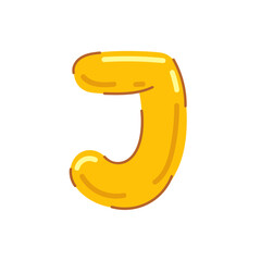 Cute letter J vector illustration, cartoon kids font image, colorful childish bubble letter, glossy canddy or jelly style alphabet