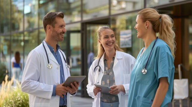 The medical team outdoors