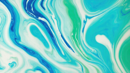Fototapeta premium Green blue color with liquid fluid marbled, Abstract marbling oil acrylic paint background