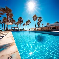 Fototapeta premium Summer swimming pool sunny 5 star hotel