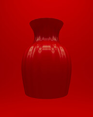 Red vase mock-up soft rounded modern art background 3d illustration render digital rendering	