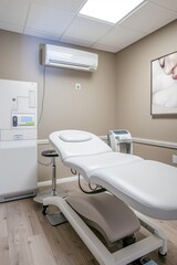 Serene Modern Clinic Room with State of the Art IPL Phototherapy Equipment and Comfortable Treatment Bed