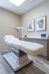 Modern Clinic Room with Advanced IPL Phototherapy Equipment and Comfortable Treatment Bed