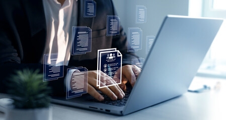 Protecting herself from cyber attacks. Documents confidentiality,cyber security protection concept....