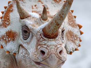 Close-up of a snow-covered horned lizard