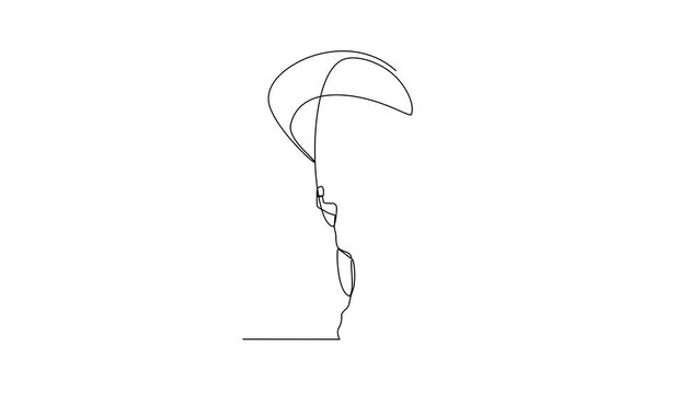 Animated self drawing of paragliding sport video design illustration. Paragliding, an exhilarating dance with the wind and sky. Paragliding is both art and adventure. Sports design in simple linear.