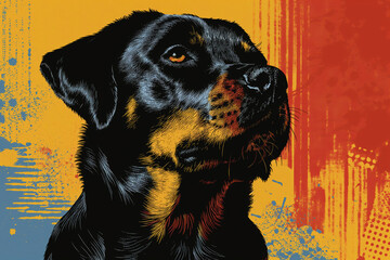 Obraz premium Pop Art Style Rottweiler Portrait 