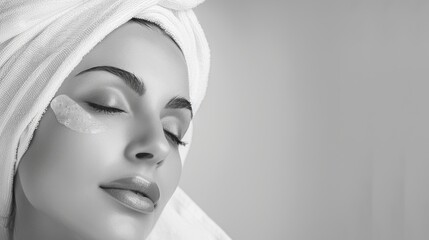 Fototapeta premium Elegant Spa Marketing Banner for Microdermabrasion Services with Serene Client and Text Space