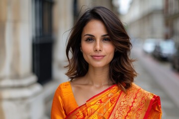 Elegant woman in traditional indian sari