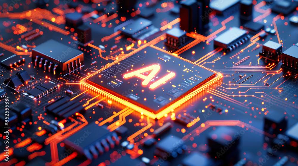 Poster generic computer motherboard driven by an artificial intelligence processor