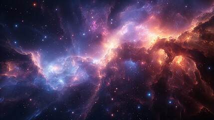 Fototapeta premium album cover of empty space, stars, galaxy, with blue and purple hues and a techno theme.