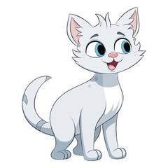 Vector illustration of cute happy cat